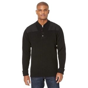 LL Bean Commando Henley Sweater Men’s XXL Merino Lamb Wool Ribbed Pullover Patch